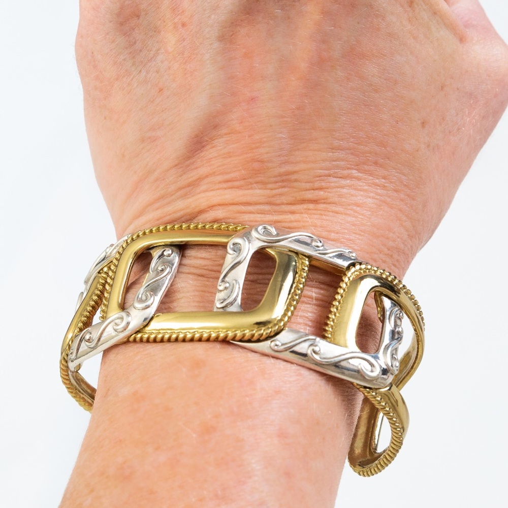 Cuff bracelet brass and sterling silver Carolyn Pollack